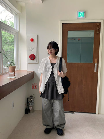 Yonko Lace Frill Short Sleeve Blouse